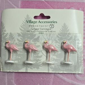 Department 56 Pink Village Flamingos Set